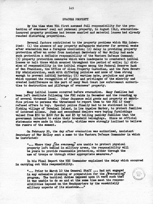 Report, WRA [War Relocation Authority], A story of Human Conservation, not dated, c. late 1946. The final report of WRA director Dillon S. Myer. Papers of Harry S. Truman: Official File.