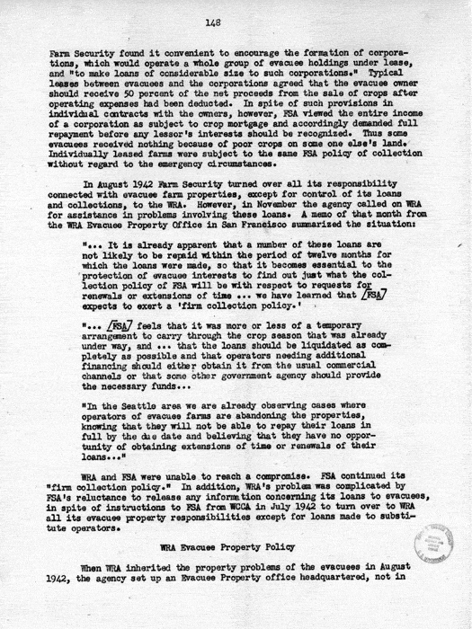 Report, WRA [War Relocation Authority], A story of Human Conservation, not dated, c. late 1946. The final report of WRA director Dillon S. Myer. Papers of Harry S. Truman: Official File.