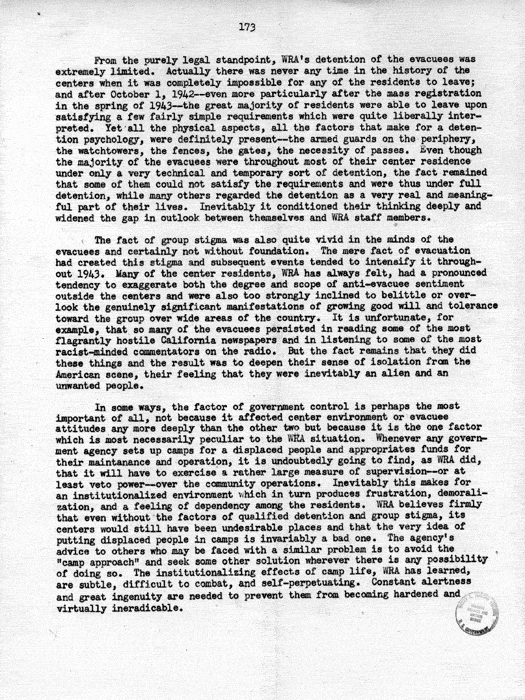 Report, WRA [War Relocation Authority], A story of Human Conservation, not dated, c. late 1946. The final report of WRA director Dillon S. Myer. Papers of Harry S. Truman: Official File.