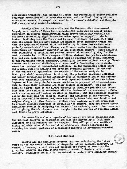 Report, WRA [War Relocation Authority], A story of Human Conservation, not dated, c. late 1946. The final report of WRA director Dillon S. Myer. Papers of Harry S. Truman: Official File.