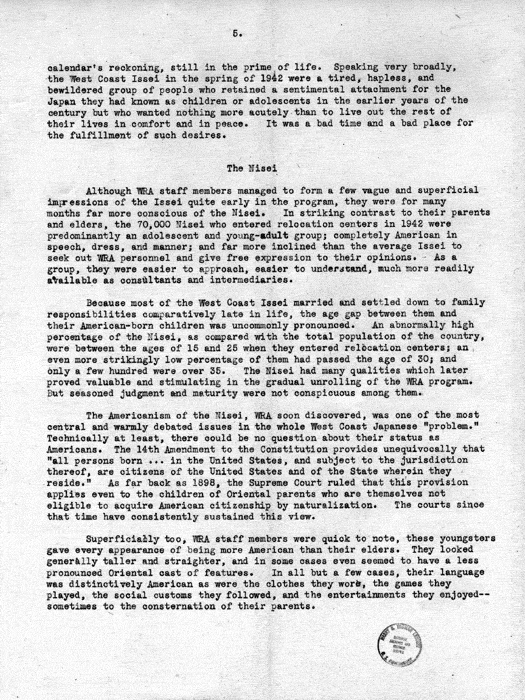 Report, WRA [War Relocation Authority], A story of Human Conservation, not dated, c. late 1946. The final report of WRA director Dillon S. Myer. Papers of Harry S. Truman: Official File.