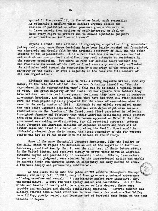 Report, WRA [War Relocation Authority], A story of Human Conservation, not dated, c. late 1946. The final report of WRA director Dillon S. Myer. Papers of Harry S. Truman: Official File.