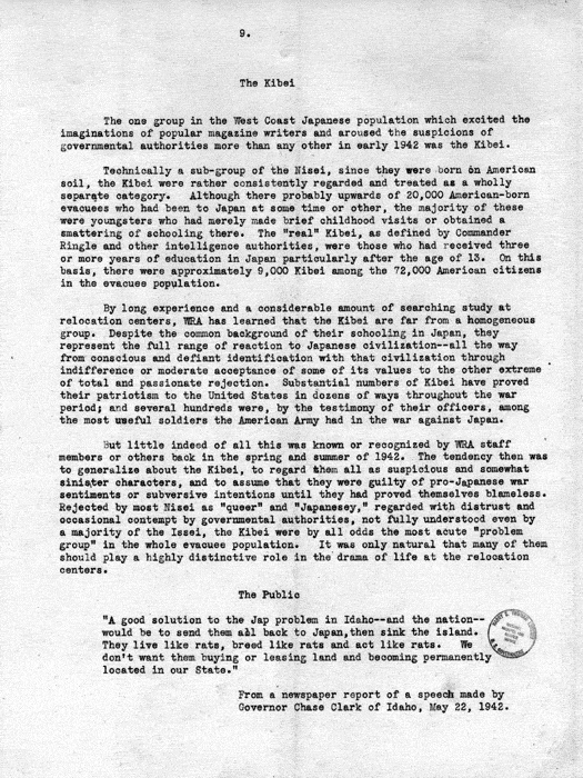 Report, WRA [War Relocation Authority], A story of Human Conservation, not dated, c. late 1946. The final report of WRA director Dillon S. Myer. Papers of Harry S. Truman: Official File.