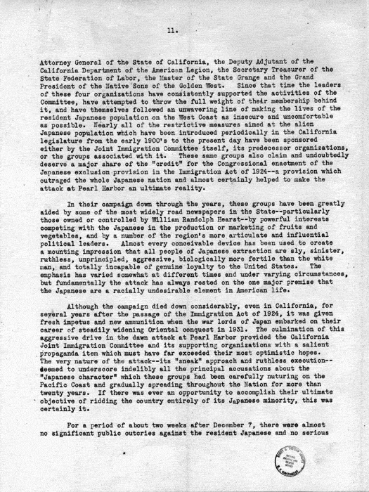 Report, WRA [War Relocation Authority], A story of Human Conservation, not dated, c. late 1946. The final report of WRA director Dillon S. Myer. Papers of Harry S. Truman: Official File.