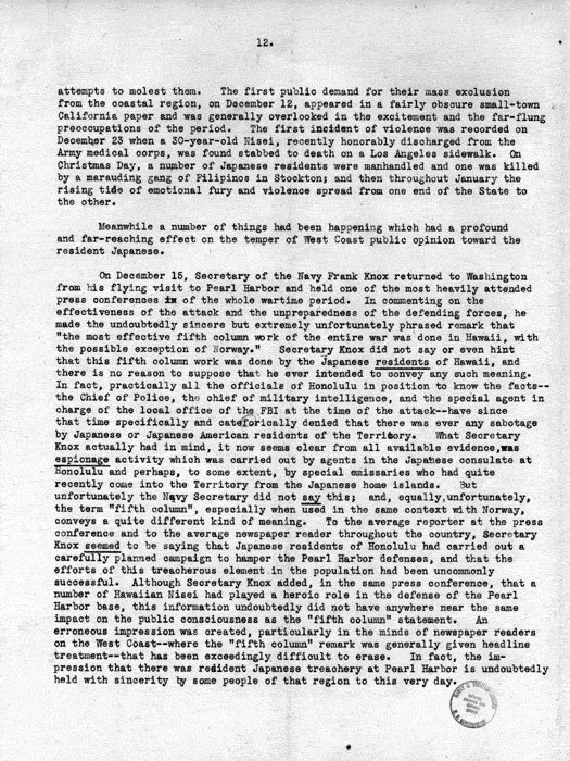 Report, WRA [War Relocation Authority], A story of Human Conservation, not dated, c. late 1946. The final report of WRA director Dillon S. Myer. Papers of Harry S. Truman: Official File.