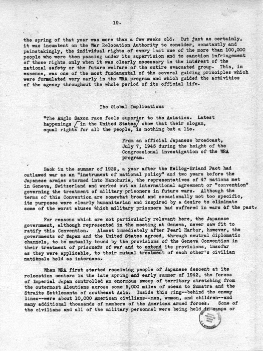 Report, WRA [War Relocation Authority], A story of Human Conservation, not dated, c. late 1946. The final report of WRA director Dillon S. Myer. Papers of Harry S. Truman: Official File.