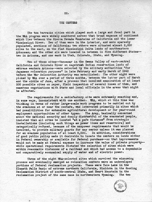 Report, WRA [War Relocation Authority], A story of Human Conservation, not dated, c. late 1946. The final report of WRA director Dillon S. Myer. Papers of Harry S. Truman: Official File.