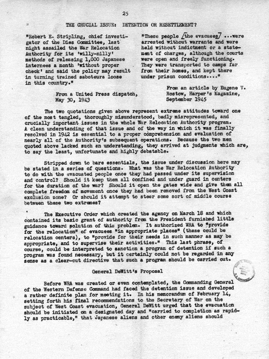 Report, WRA [War Relocation Authority], A story of Human Conservation, not dated, c. late 1946. The final report of WRA director Dillon S. Myer. Papers of Harry S. Truman: Official File.