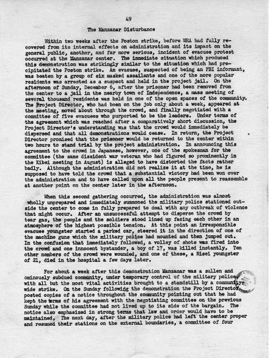 Report, WRA [War Relocation Authority], A story of Human Conservation, not dated, c. late 1946. The final report of WRA director Dillon S. Myer. Papers of Harry S. Truman: Official File.