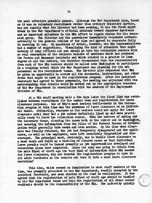 Report, WRA [War Relocation Authority], A story of Human Conservation, not dated, c. late 1946. The final report of WRA director Dillon S. Myer. Papers of Harry S. Truman: Official File.