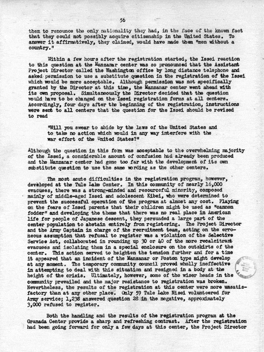 Report, WRA [War Relocation Authority], A story of Human Conservation, not dated, c. late 1946. The final report of WRA director Dillon S. Myer. Papers of Harry S. Truman: Official File.