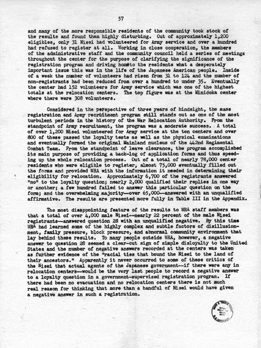 Report, WRA [War Relocation Authority], A story of Human Conservation, not dated, c. late 1946. The final report of WRA director Dillon S. Myer. Papers of Harry S. Truman: Official File.