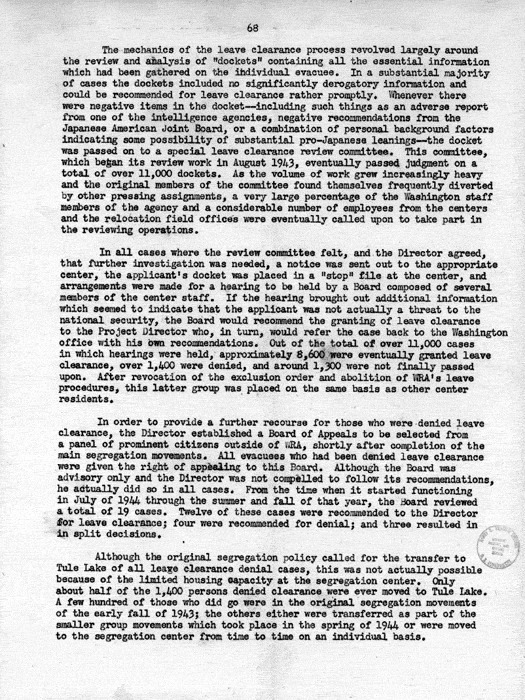 Report, WRA [War Relocation Authority], A story of Human Conservation, not dated, c. late 1946. The final report of WRA director Dillon S. Myer. Papers of Harry S. Truman: Official File.