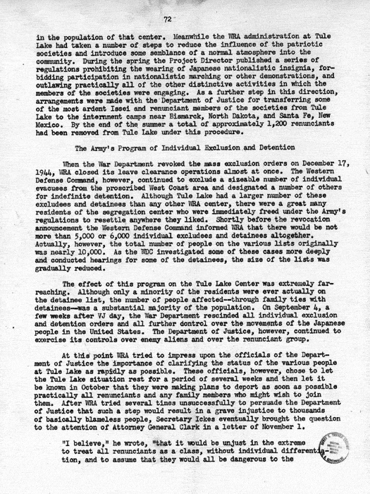 Report, WRA [War Relocation Authority], A story of Human Conservation, not dated, c. late 1946. The final report of WRA director Dillon S. Myer. Papers of Harry S. Truman: Official File.