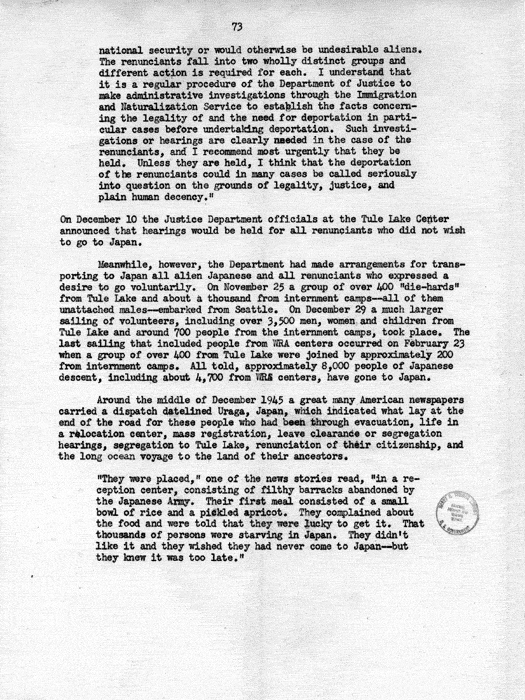 Report, WRA [War Relocation Authority], A story of Human Conservation, not dated, c. late 1946. The final report of WRA director Dillon S. Myer. Papers of Harry S. Truman: Official File.