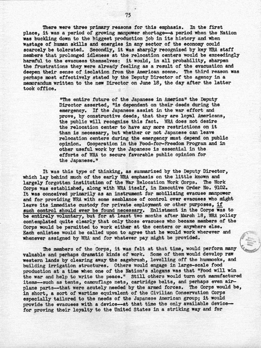 Report, WRA [War Relocation Authority], A story of Human Conservation, not dated, c. late 1946. The final report of WRA director Dillon S. Myer. Papers of Harry S. Truman: Official File.