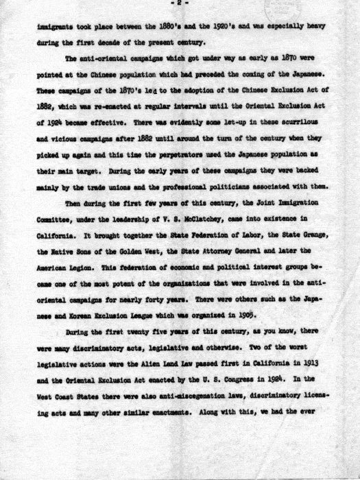 Speech of Dillon S. Myer, to be delivered July 27, 1962, Pioneer Banquet, 17th Biennial National Convention, Japanese American Citizens League…, Seattle, Washington. Papers of Dillon S. Myer.