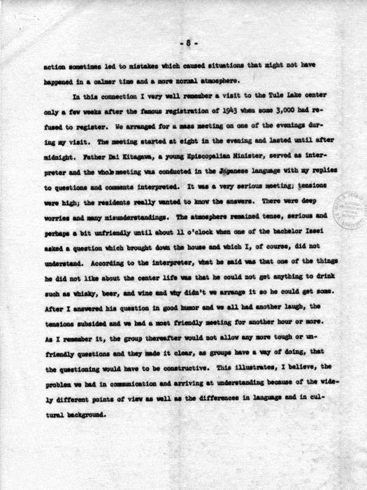 Speech of Dillon S. Myer, to be delivered July 27, 1962, Pioneer Banquet, 17th Biennial National Convention, Japanese American Citizens League…, Seattle, Washington. Papers of Dillon S. Myer.