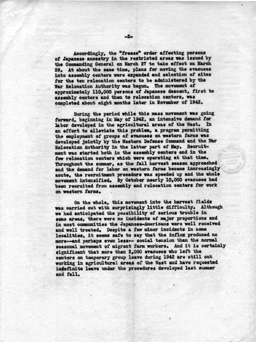 Letter, Dillon S. Myer to the Secretary of War, March 11, 1943; with attachment, Secretary of War to Dillon S. Myer, May 10, 1943. Papers of Dillon S. Myer.