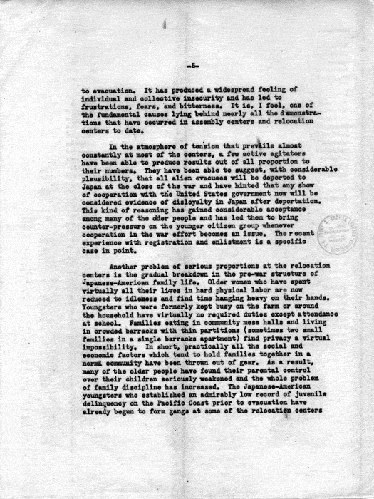 Letter, Dillon S. Myer to the Secretary of War, March 11, 1943; with attachment, Secretary of War to Dillon S. Myer, May 10, 1943. Papers of Dillon S. Myer.