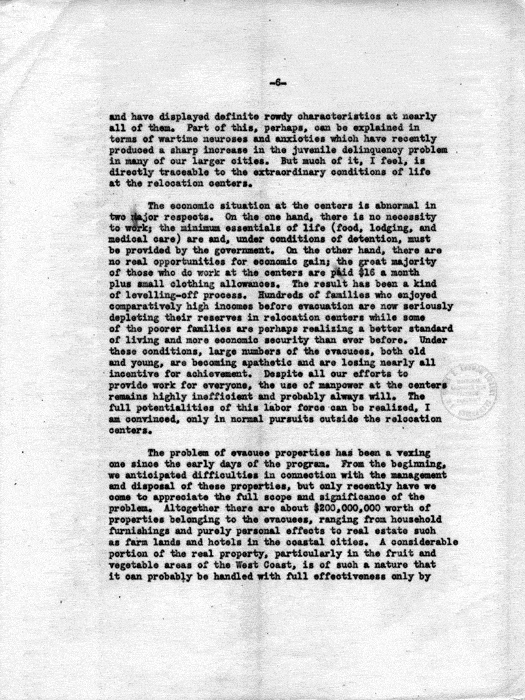 Letter, Dillon S. Myer to the Secretary of War, March 11, 1943; with attachment, Secretary of War to Dillon S. Myer, May 10, 1943. Papers of Dillon S. Myer.