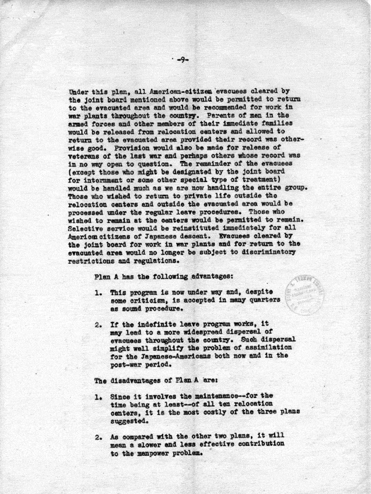 Letter, Dillon S. Myer to the Secretary of War, March 11, 1943; with attachment, Secretary of War to Dillon S. Myer, May 10, 1943. Papers of Dillon S. Myer.