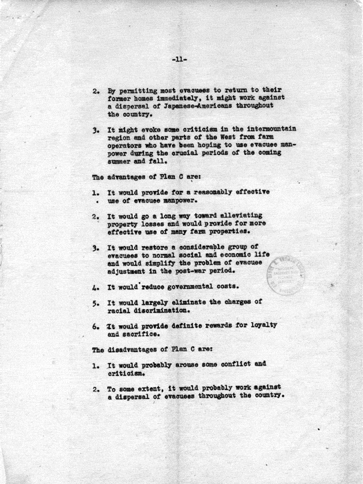 Letter, Dillon S. Myer to the Secretary of War, March 11, 1943; with attachment, Secretary of War to Dillon S. Myer, May 10, 1943. Papers of Dillon S. Myer.