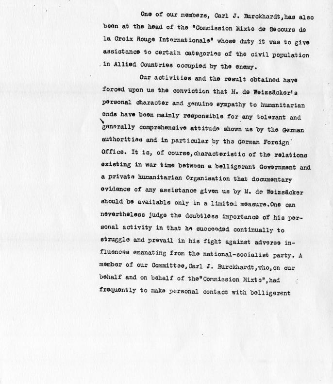 Letter from David Bruce to Matthew Connelly, accompanied by a letter from Carl Burckhardt and Max Huber to Harry S. Truman