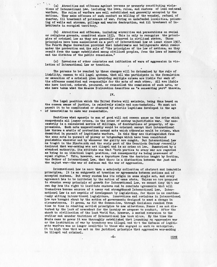 Press Release copy of letter from Robert H. Jackson to Harry S. Truman
