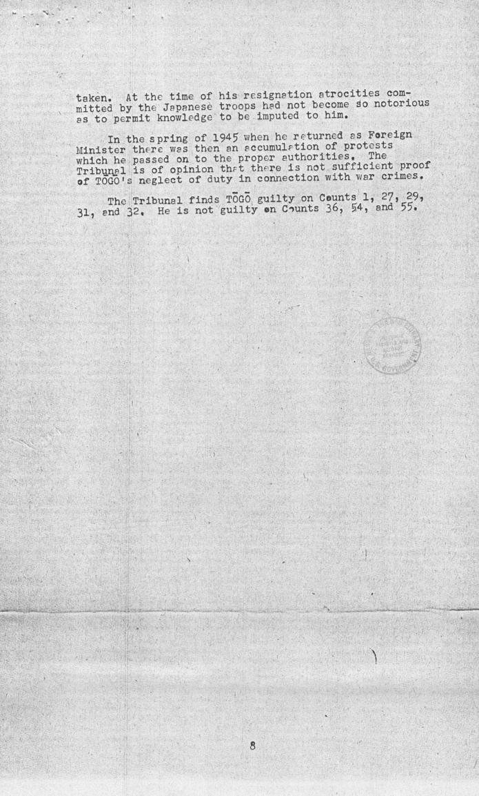 Ben Bruce Blakeney, Petition to the Supreme Commander For the Allied Powers