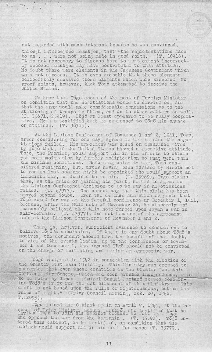Ben Bruce Blakeney, Petition to the Supreme Commander For the Allied Powers