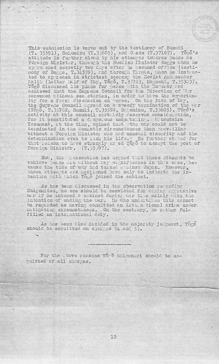 Ben Bruce Blakeney, Petition to the Supreme Commander For the Allied Powers