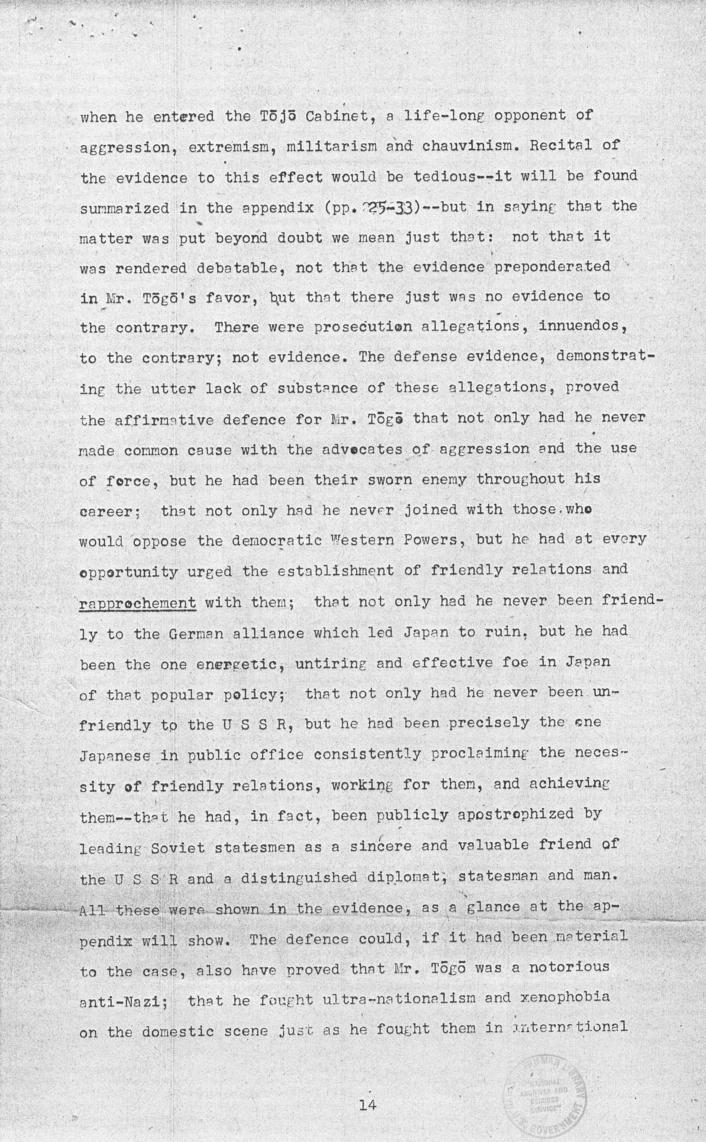 Ben Bruce Blakeney, Petition to the Supreme Commander For the Allied Powers