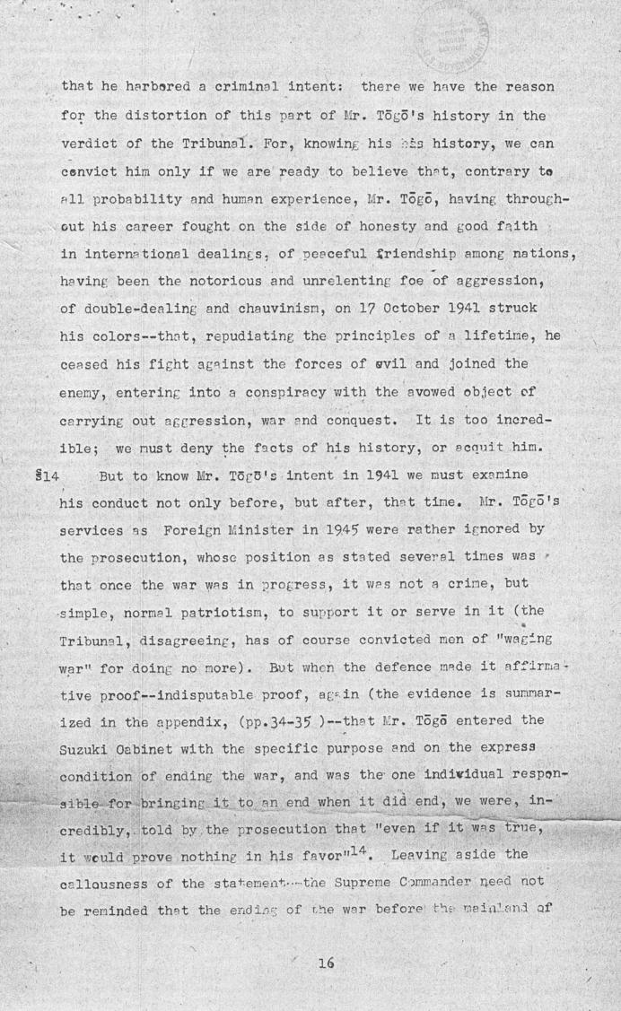 Ben Bruce Blakeney, Petition to the Supreme Commander For the Allied Powers
