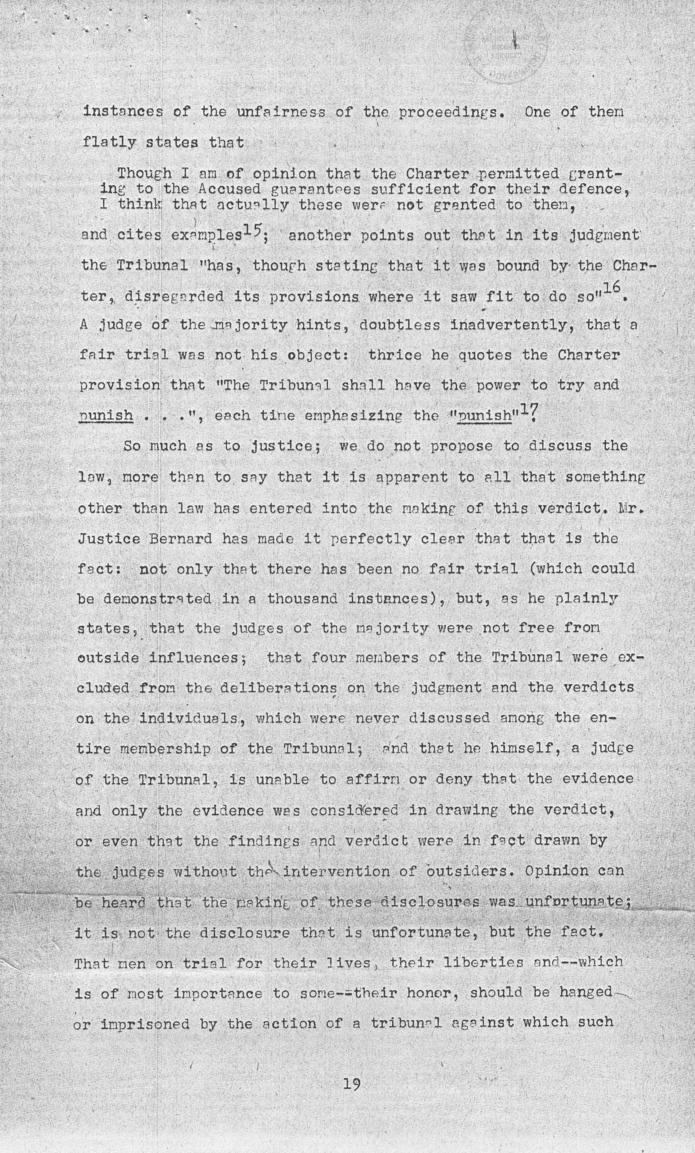 Ben Bruce Blakeney, Petition to the Supreme Commander For the Allied Powers