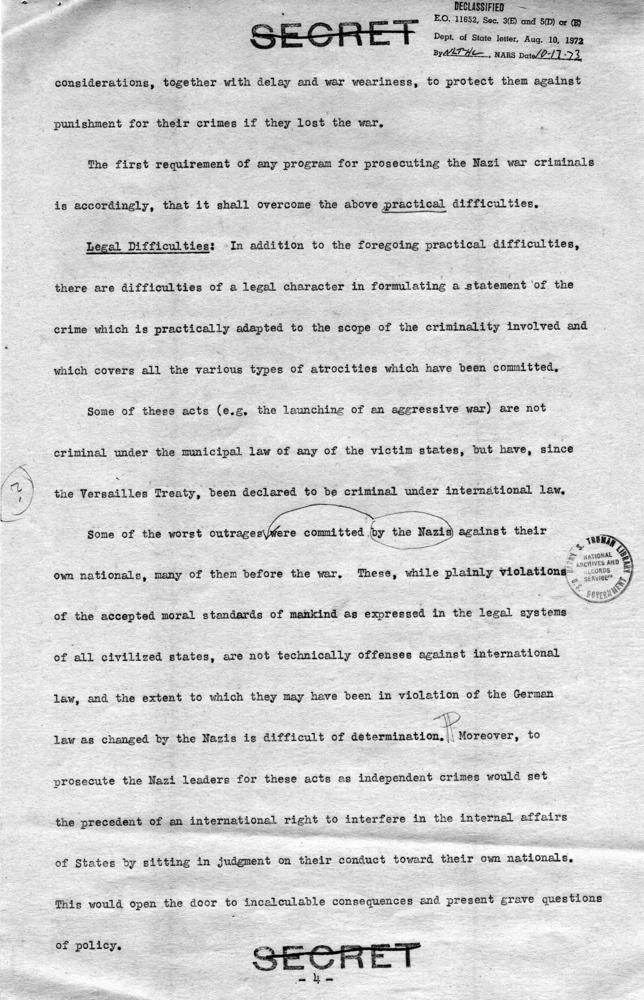 Draft Memorandum for Franklin D. Roosevelt