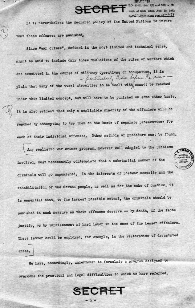 Draft Memorandum for Franklin D. Roosevelt