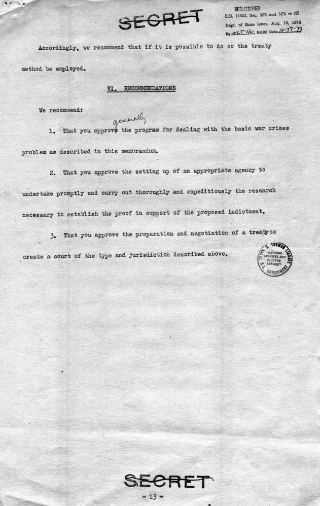 Draft Memorandum for Franklin D. Roosevelt