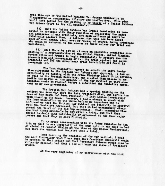 Memorandum from Samuel Rosenman to Harry S. Truman