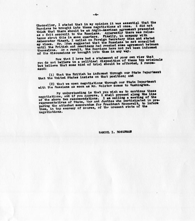 Memorandum from Samuel Rosenman to Harry S. Truman