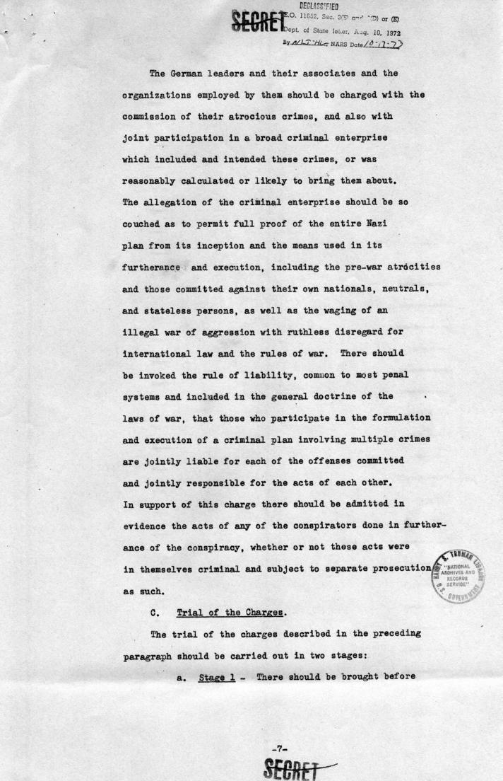 Memorandum of Proposals for the Prosecution and Punishment of Certain War Criminals and Other Offenders