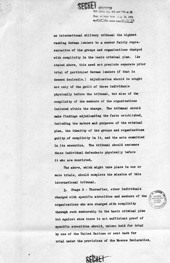 Memorandum of Proposals for the Prosecution and Punishment of Certain War Criminals and Other Offenders