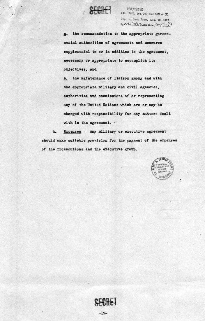 Memorandum of Proposals for the Prosecution and Punishment of Certain War Criminals and Other Offenders