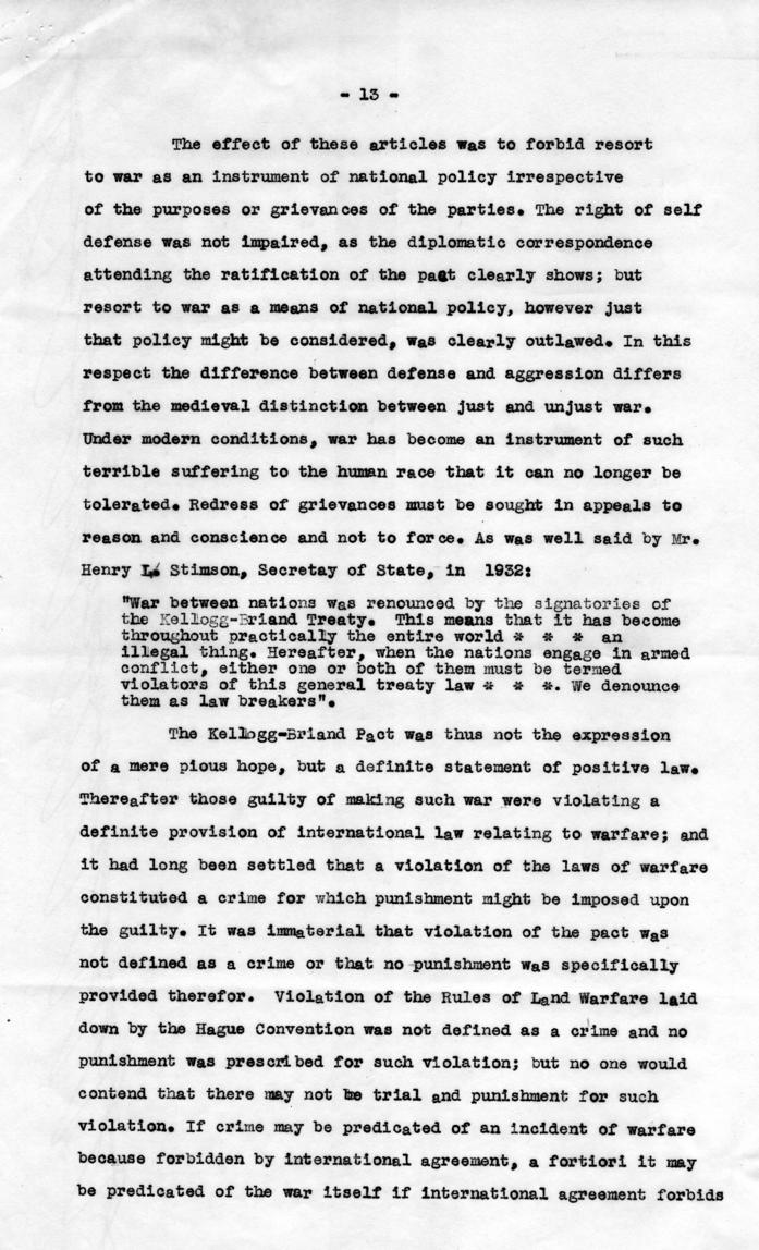 Letter from Harry S. Truman to Robert Jackson, accompanied by the text of a speech about Jackson\'s participation in the Nuremberg Trial
