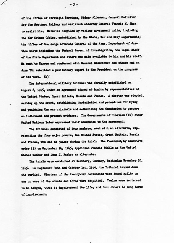 Memorandum entitled \"The War Crimes Trials (The Appointment of Justice Robert H. Jackson)\"