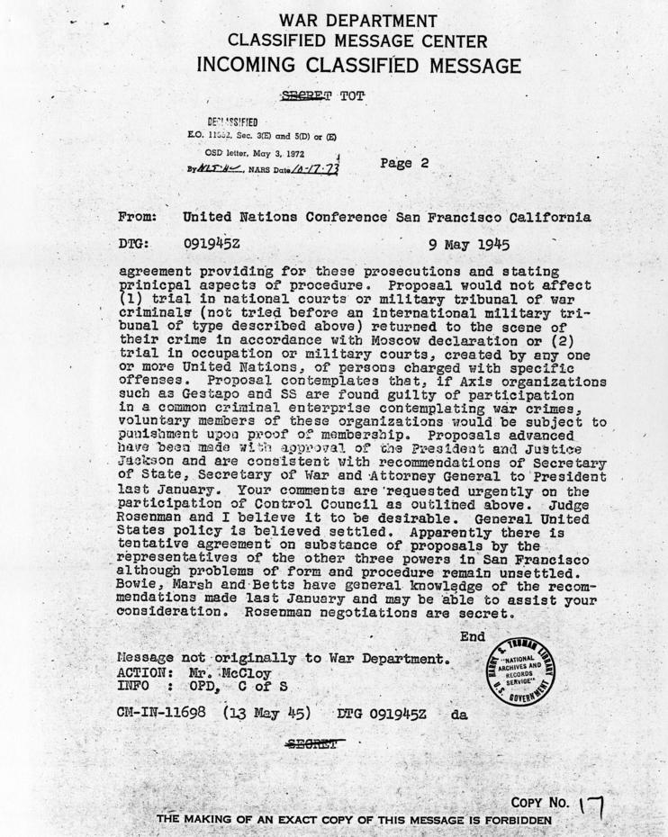 Telegrams between Lucius Clay and John McCloy