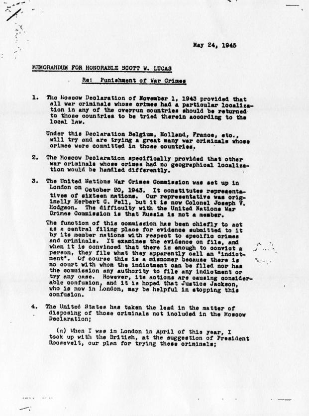 Memorandum from Samuel Rosenman to Scott W. Lucas, accompanied by a copy of a press release