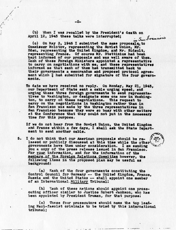 Memorandum from Samuel Rosenman to Scott W. Lucas, accompanied by a copy of a press release