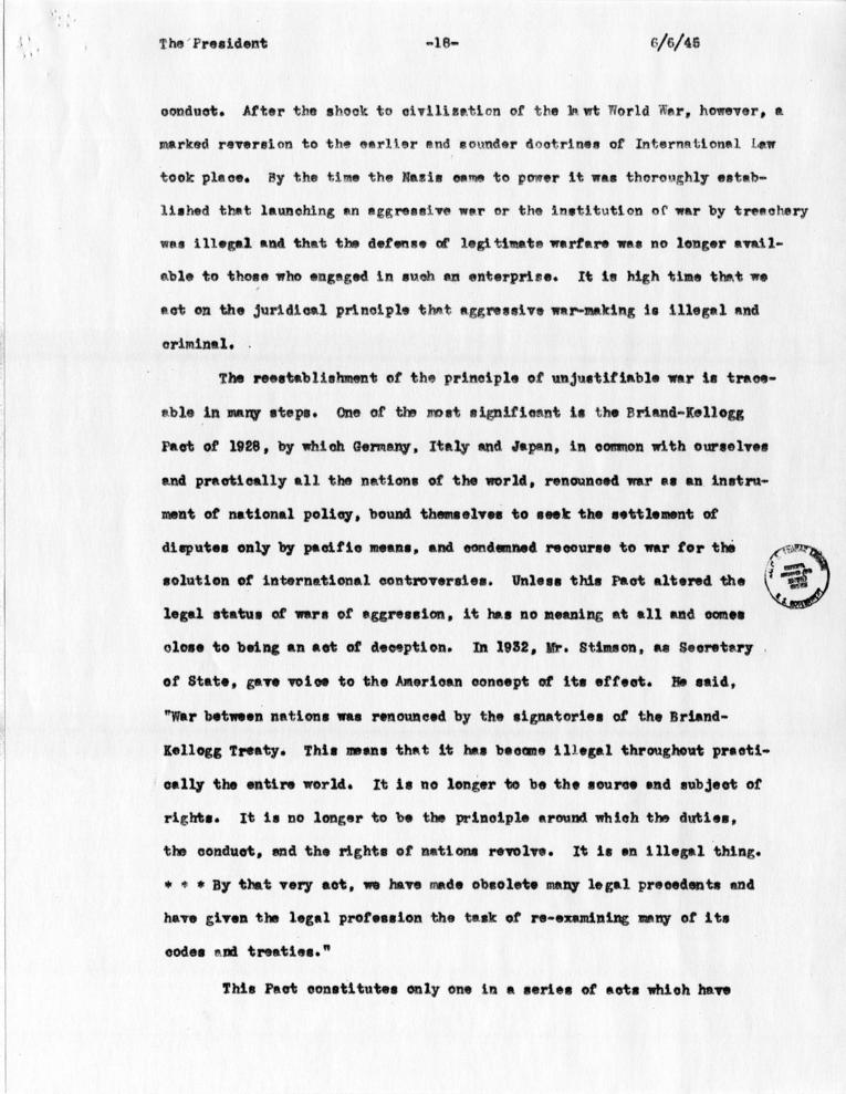 Letter from Robert Jackson to Harry S. Truman