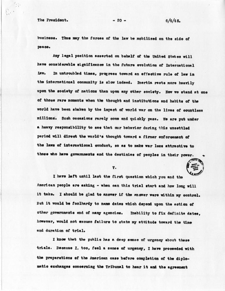 Letter from Robert Jackson to Harry S. Truman